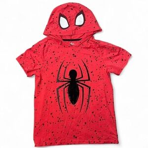 Marvel Spider-Man red & black cotton baby tee  with hood